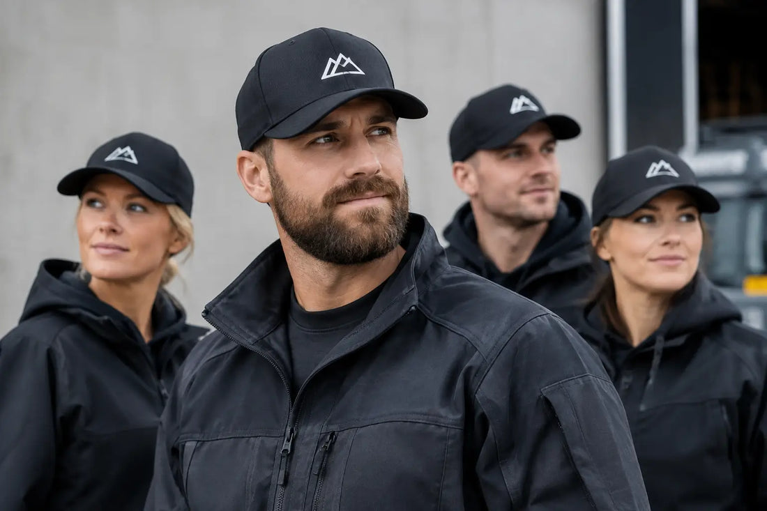 Recension av företagskeps med logo för arbetslaget
