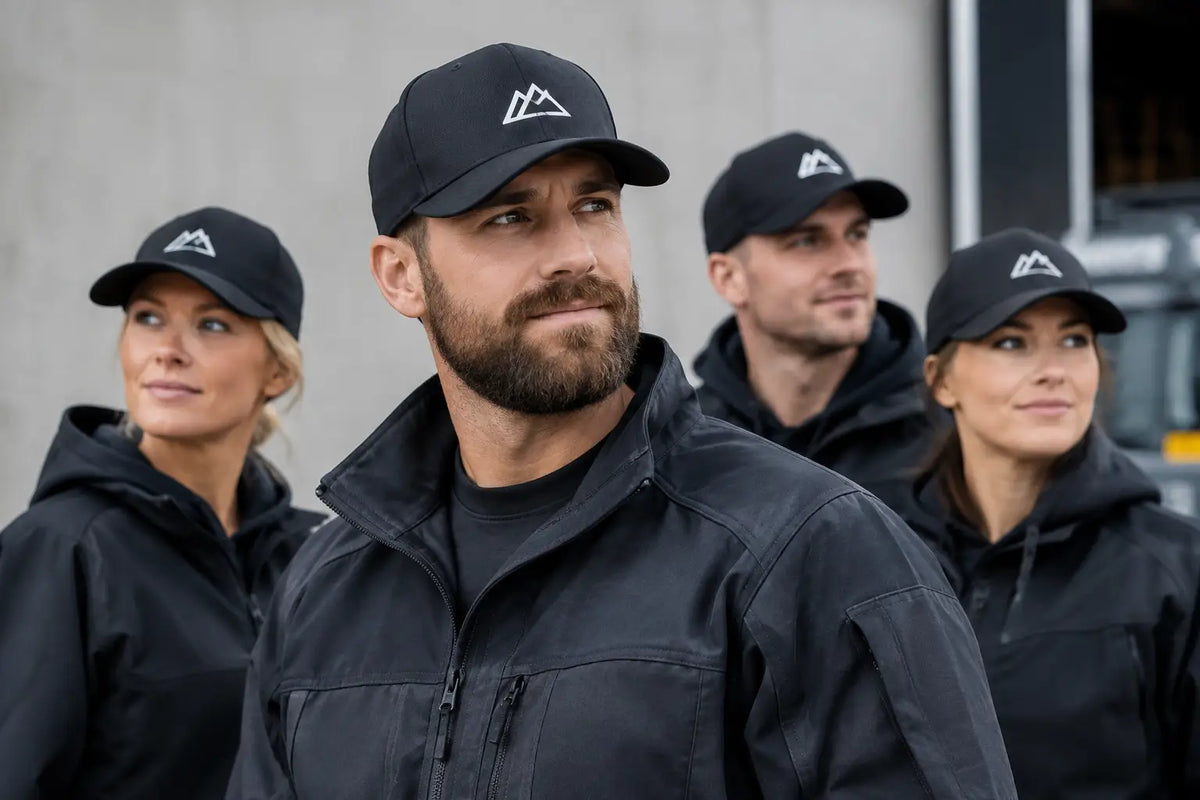 Recension av företagskeps med logo för arbetslaget