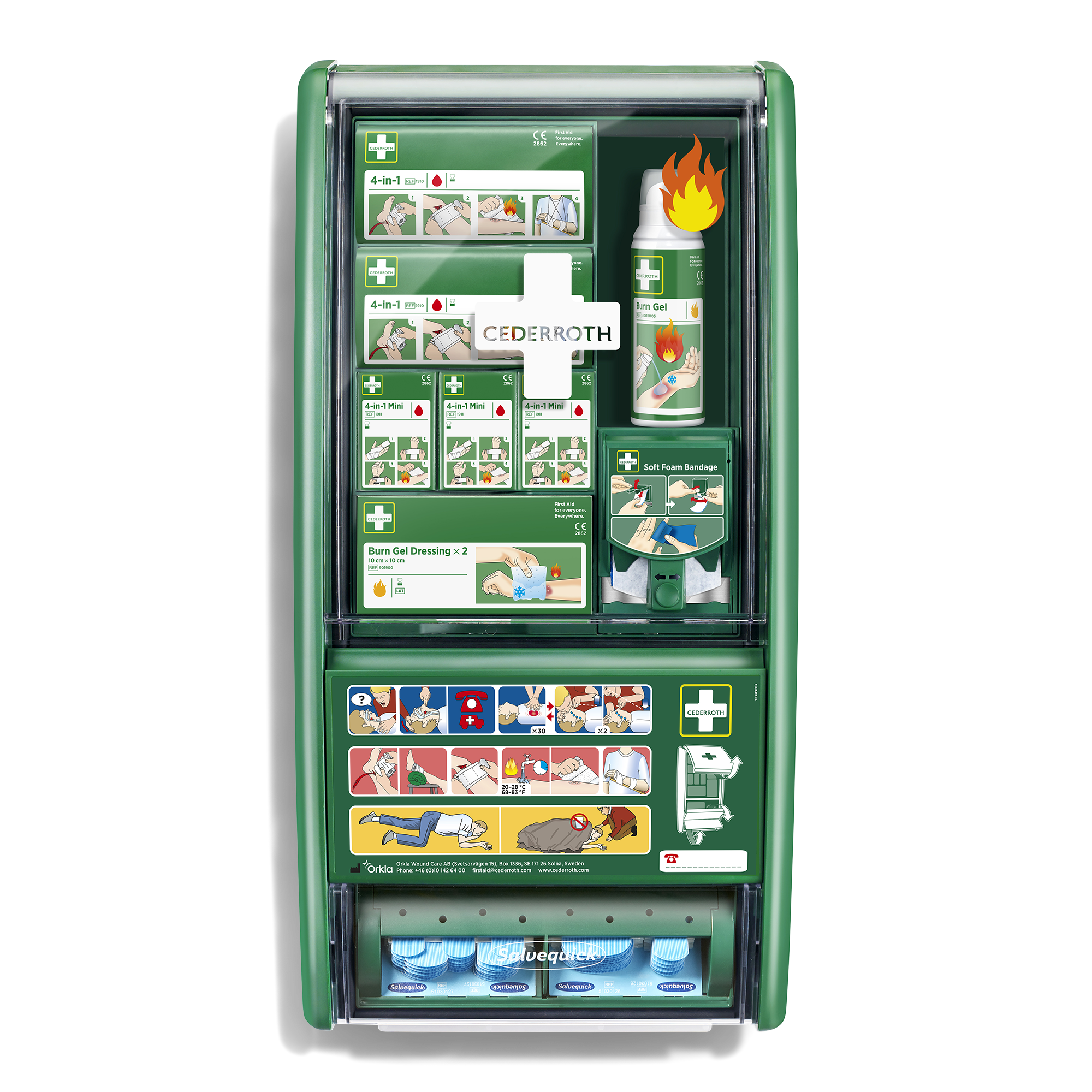 Cederroth 1002264 Detectable Plasters First Aid & Burn Station
