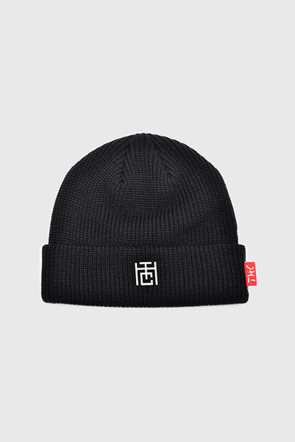 Emblem Ribbed Fisherman Beanie-0
