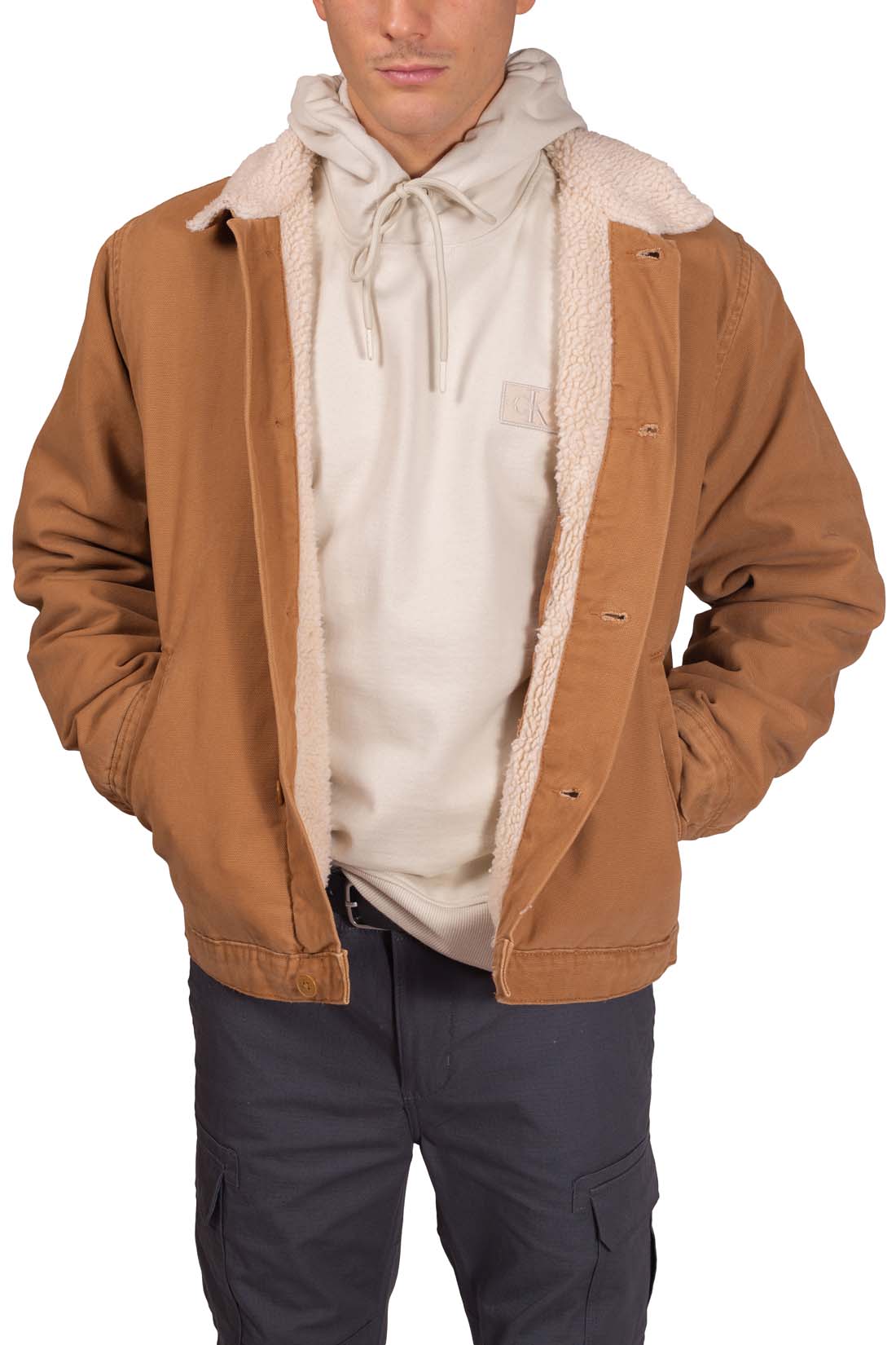 CALVIN KLEIN JEANS - Men's relaxed hoodie with logo patch  - Size-3