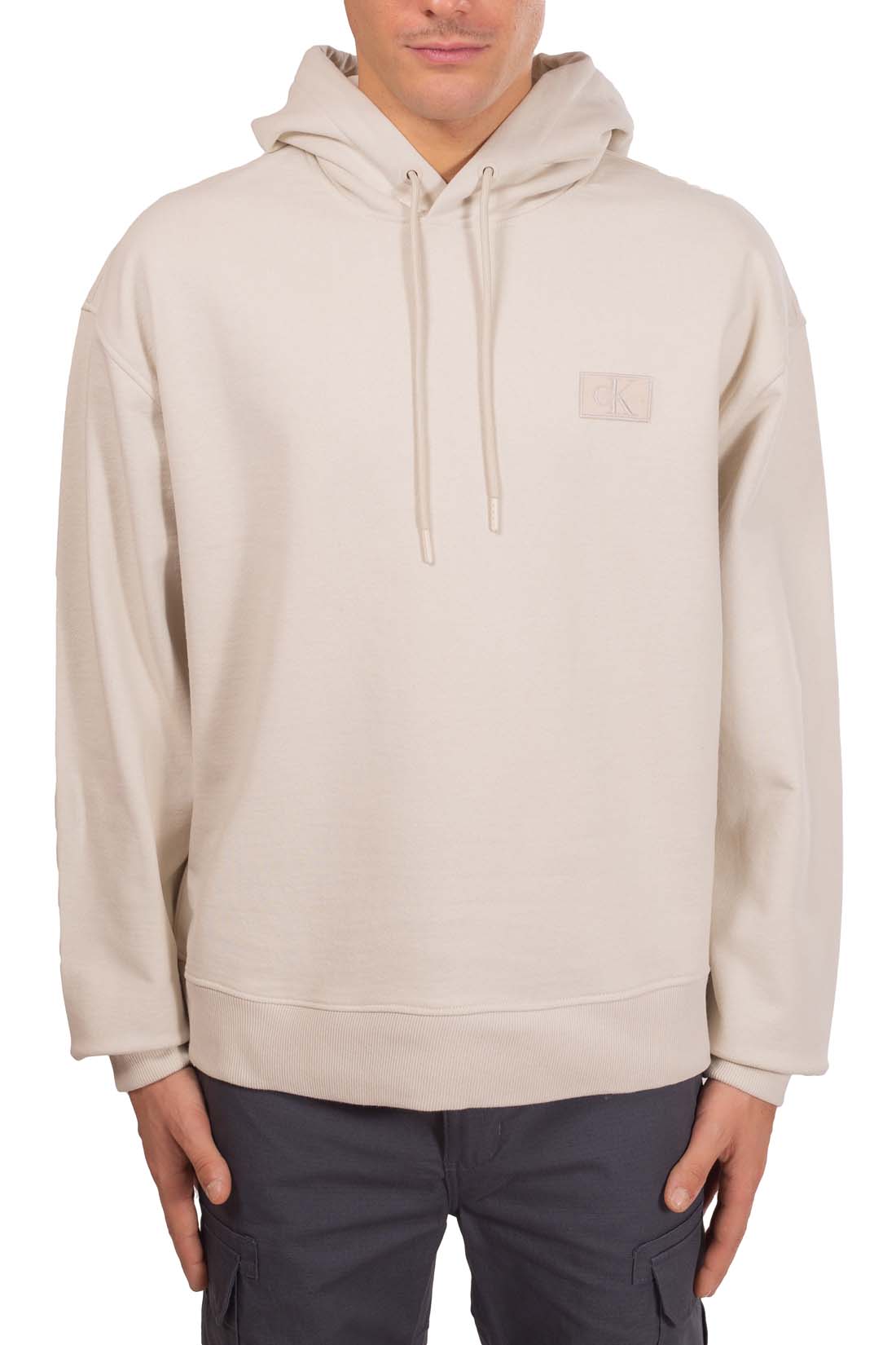 CALVIN KLEIN JEANS - Men's relaxed hoodie with logo patch  - Size-1
