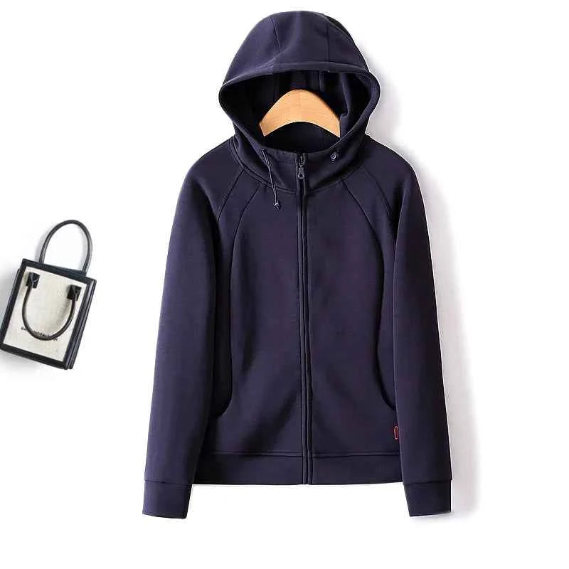 Autumn Simple Three Dimensional Cutting Zipper Cardigan Full Sleeve Sweater Women Sweatshirts