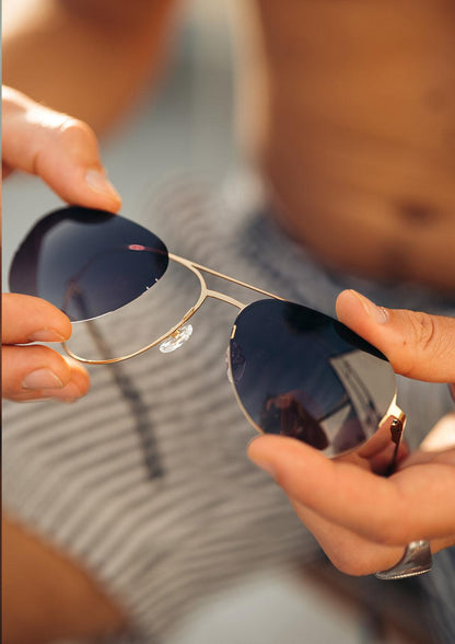 Titanium Aviator Sunglasses - V2 - 24K GOLD Plated-4