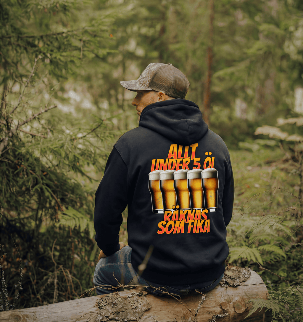ALLT UNDER 5 ÖL RÄKNAS SOM FIKA - 500GSM HOODIE – profilkläder och arbetskläder med tryck | ArtbyBearded