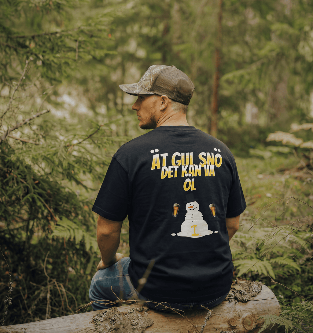 ÄT GUL SNÖ DET KAN VA ÖL - 230GSM T - SHIRT – profilkläder och arbetskläder med tryck | ArtbyBearded