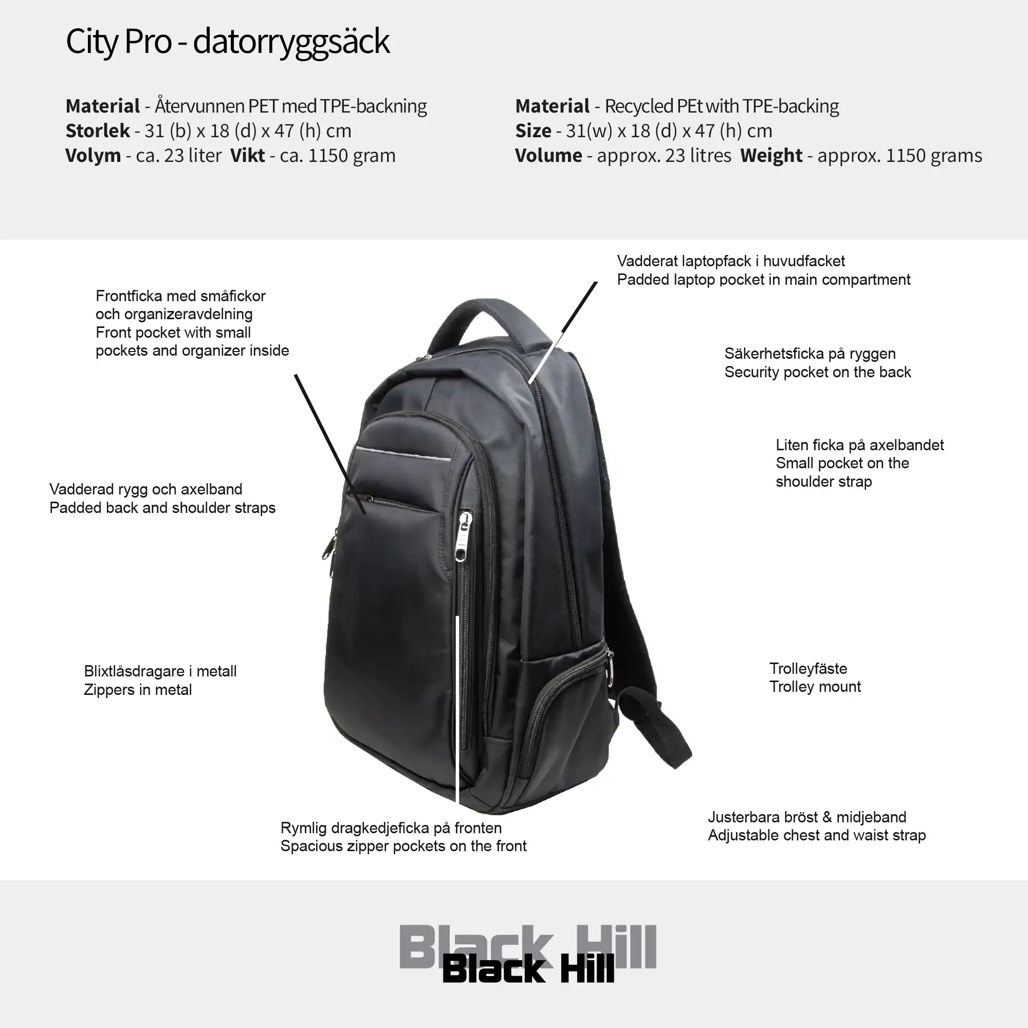 Blackhill City Pro - datorryggsäck